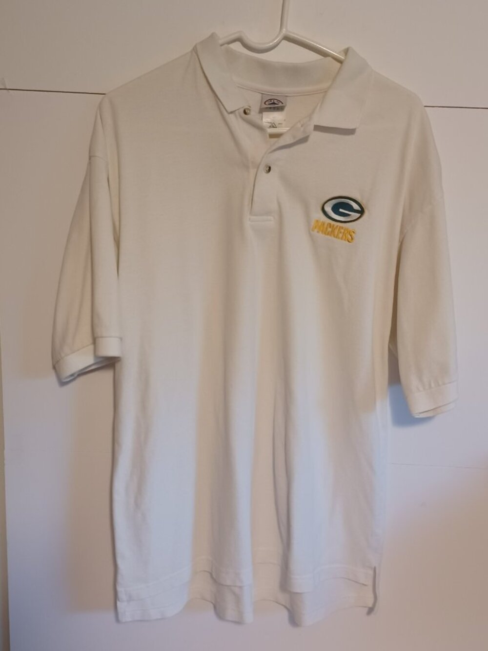 NFL Vintage Delta Green Bay Packers Polo Shirt Adult Size XL White